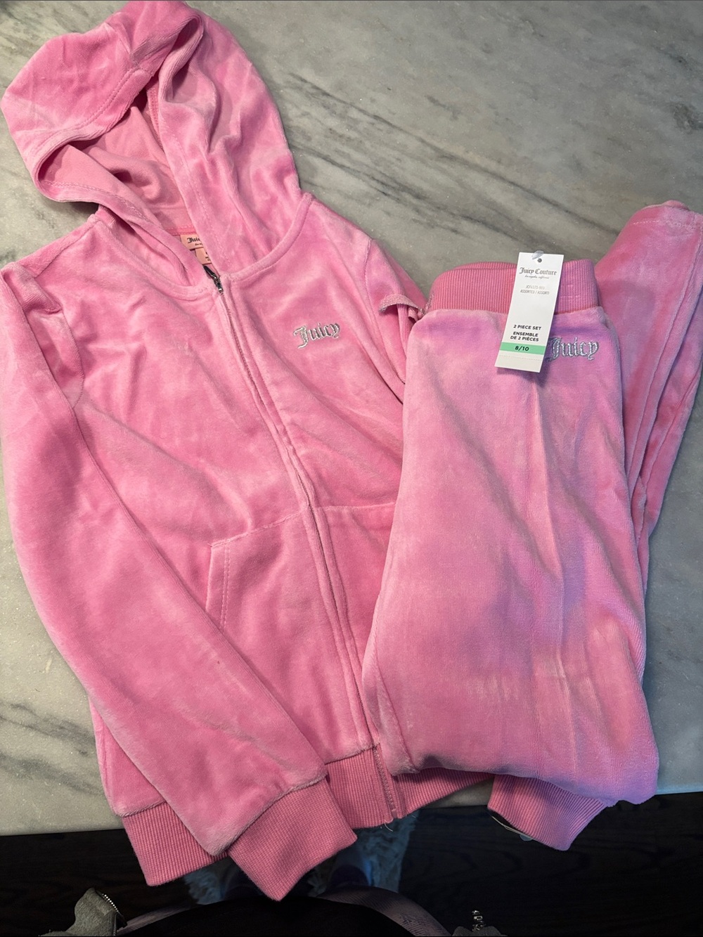 Juicy Couture Pink Velour Hoodie & Joggers Set
